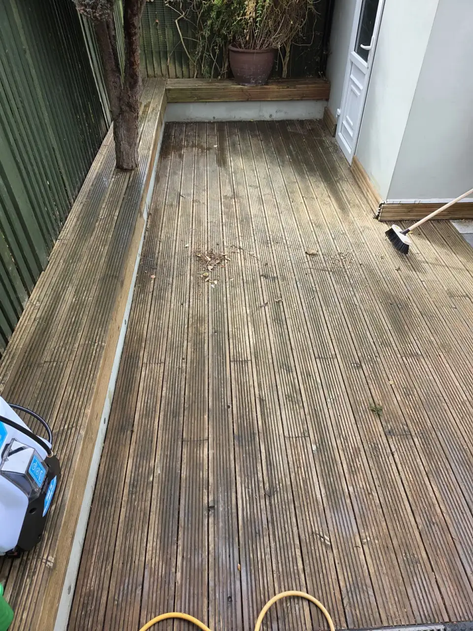 Timber decking, Barnet — before cleaning