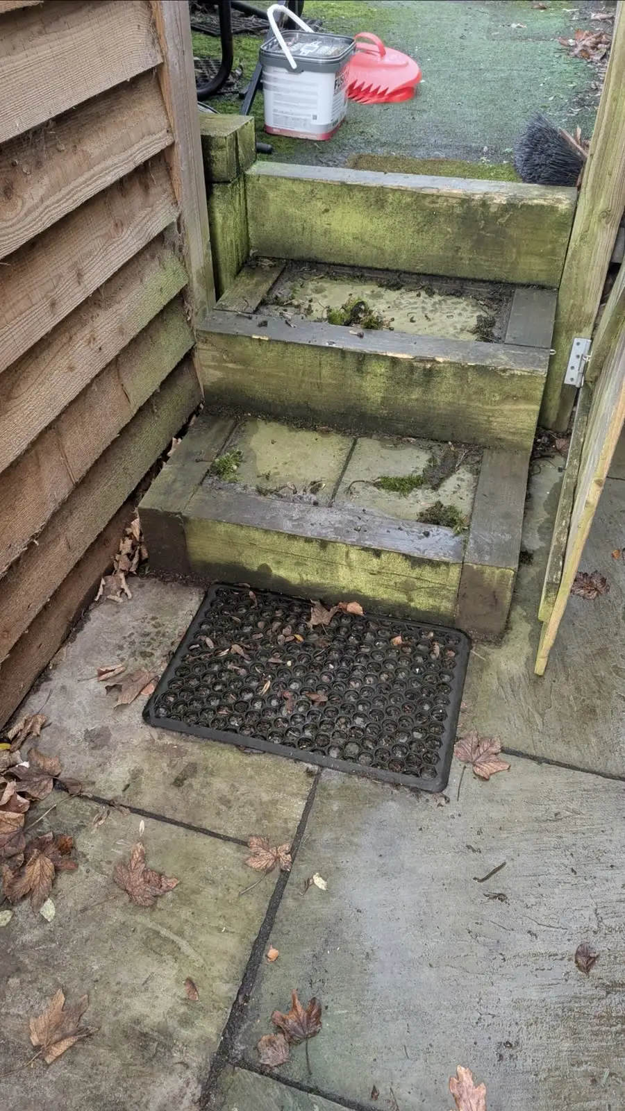 Garden steps & patio, Bromley — before cleaning