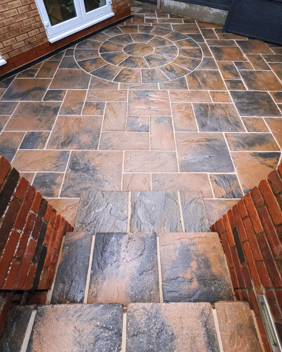 Patio with feature circle, Hillingdon — after cleaning