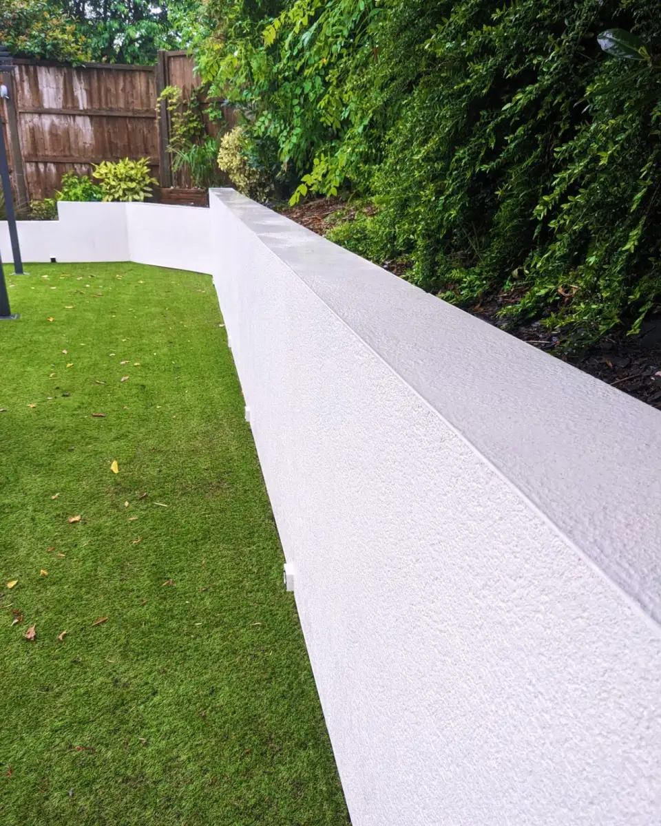 Rendered garden wall, Kingston upon Thames — after cleaning